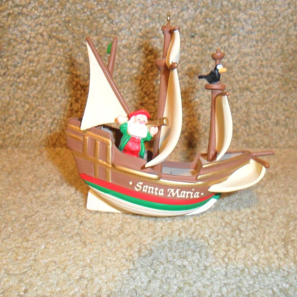 Vintage Christmas Ornament Hallmark Keepsake 1992 Santa Maria Sail Boat No Box
